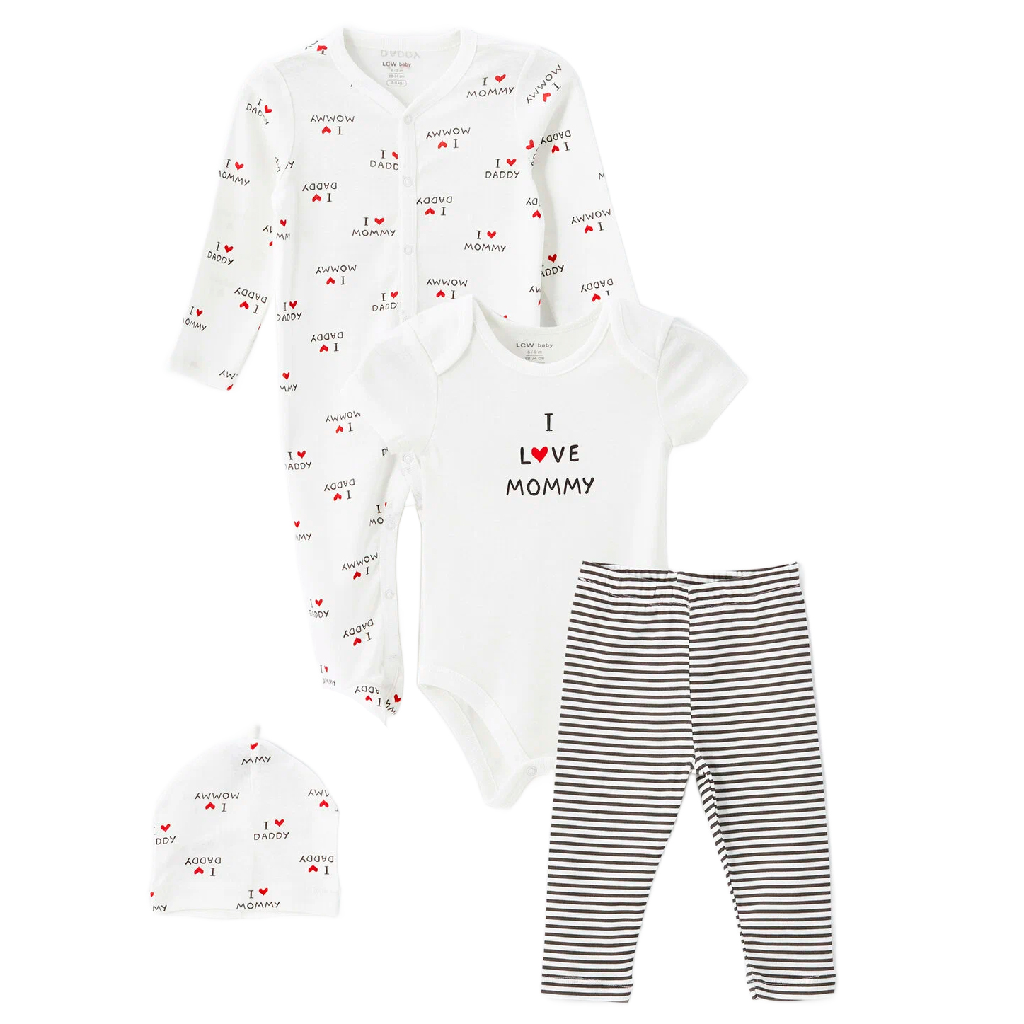 Комплект вещей 3-6 месяцев (Турция): комбинезон-слип, боди, штанишки, шапочка