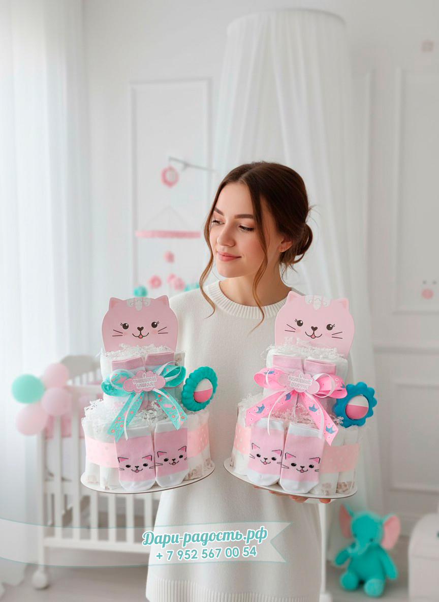 Тортик из подгузников для девочки 