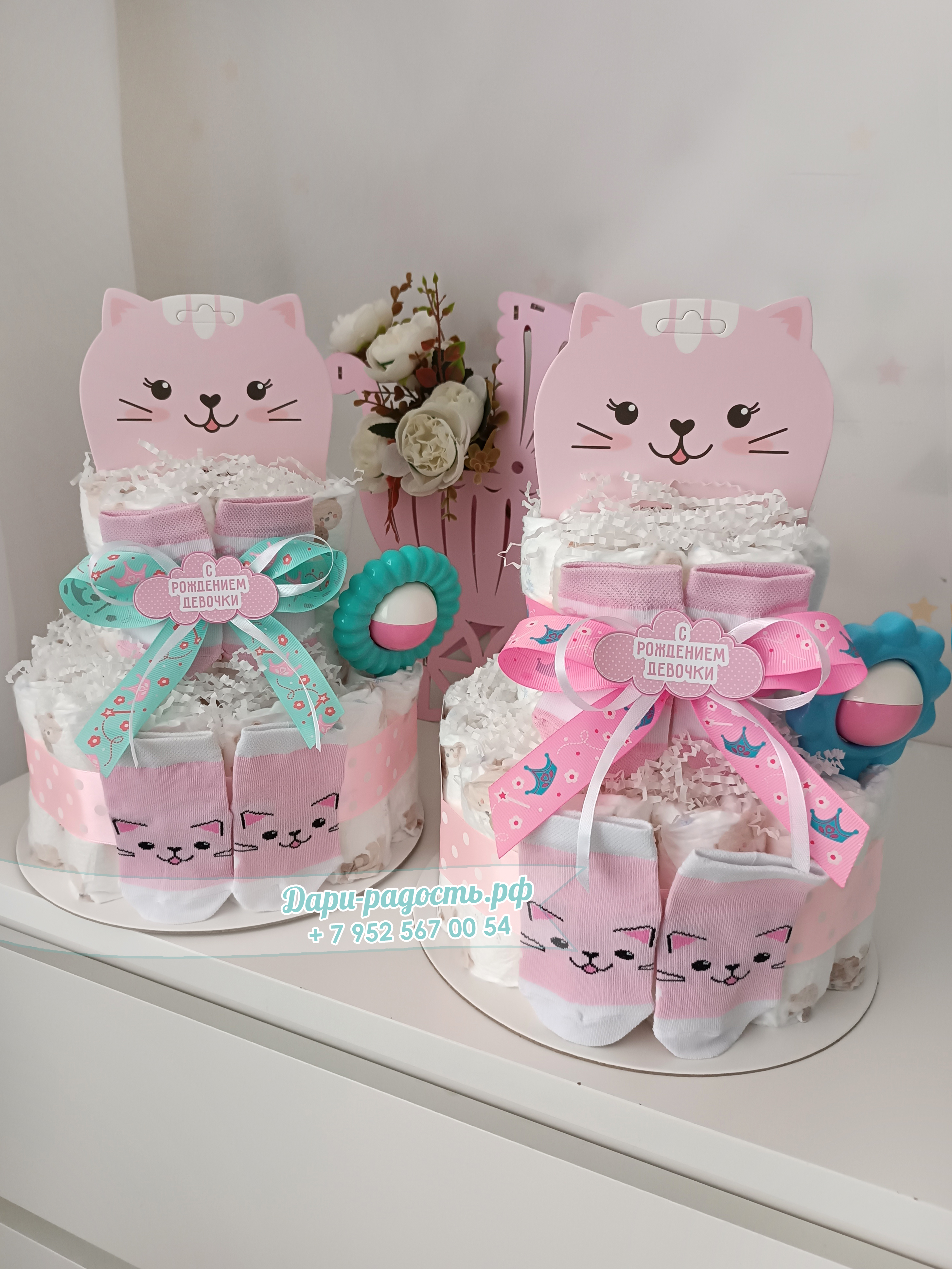 Тортик из подгузников для девочки 