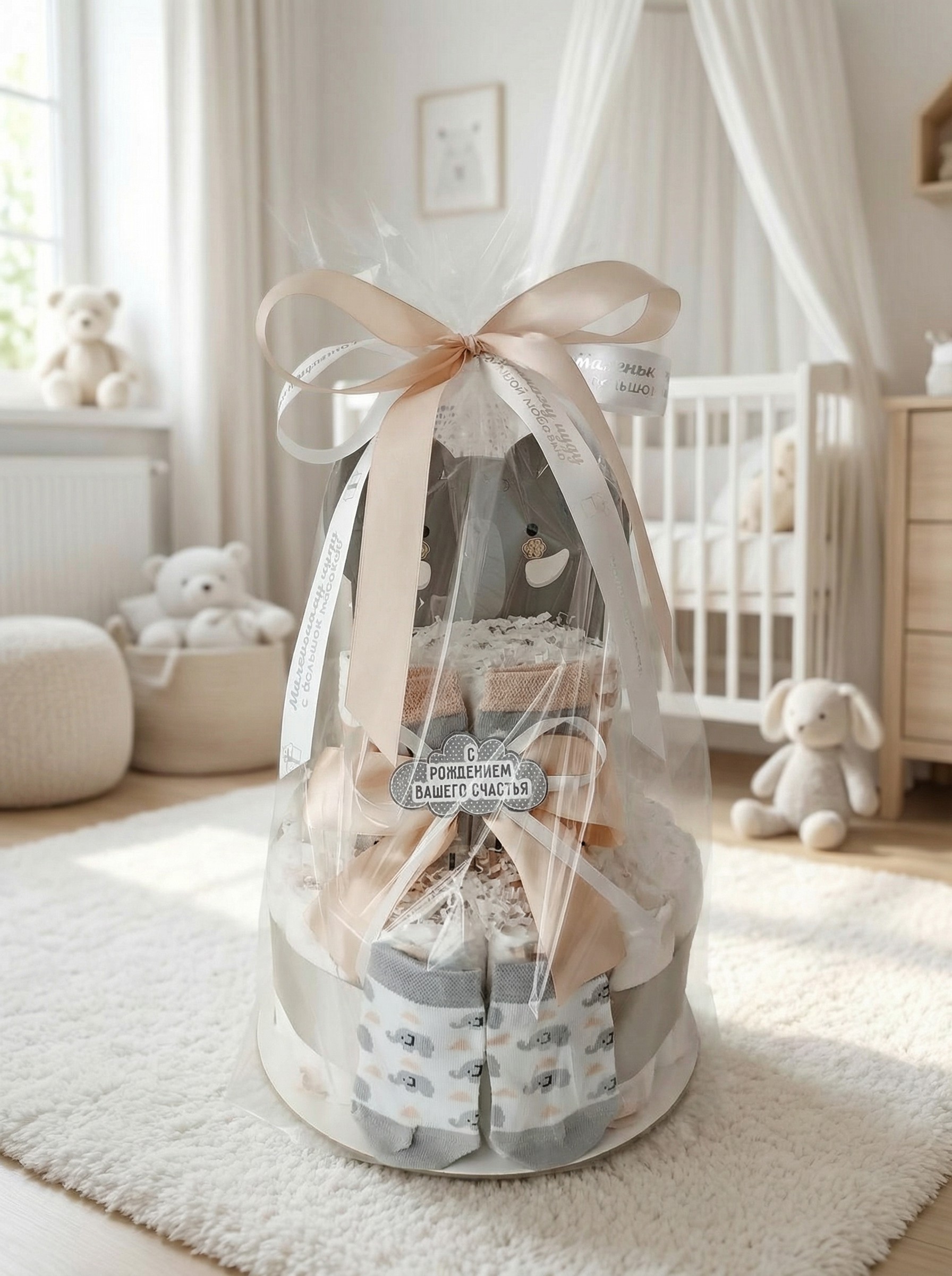 Тортик из подгузников на рождение ребёнка 