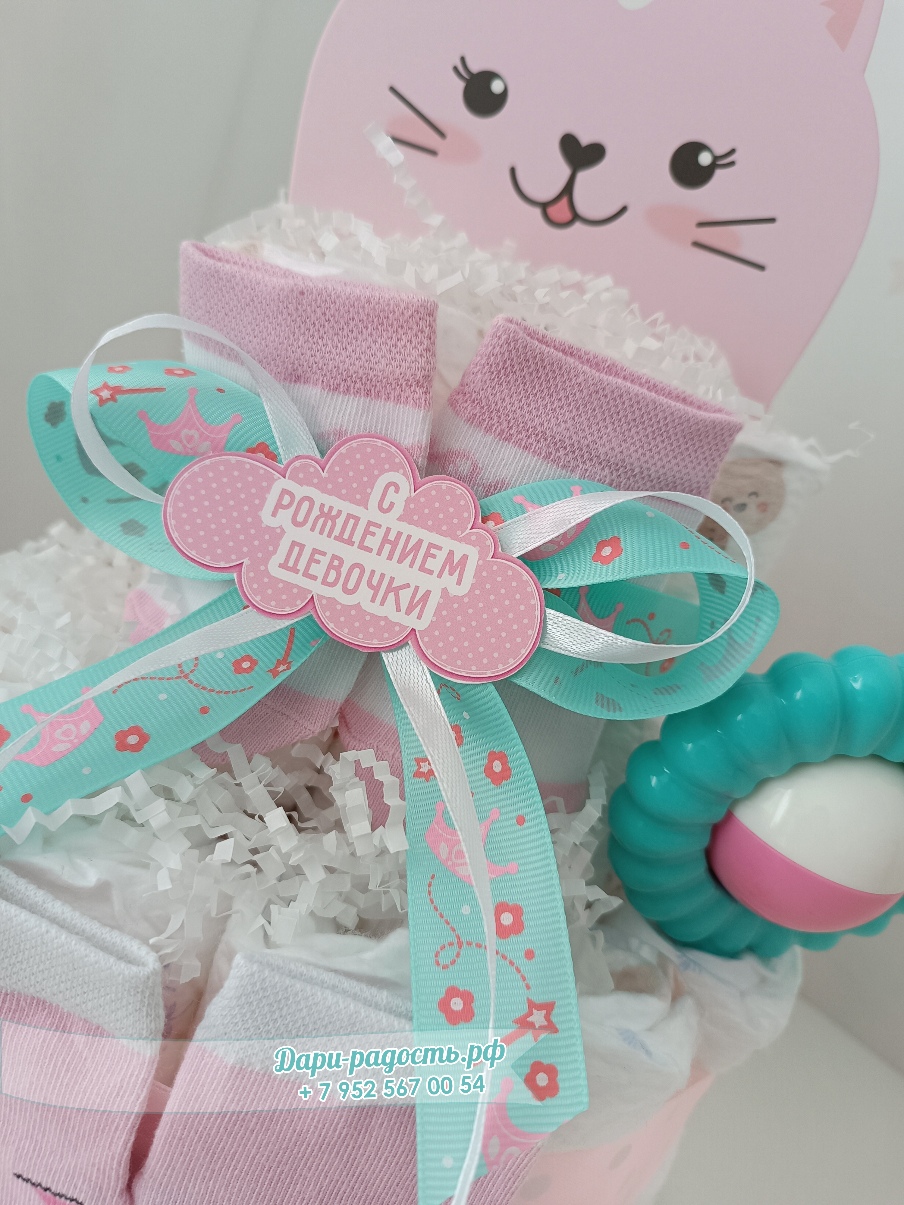 Тортик из подгузников для девочки 