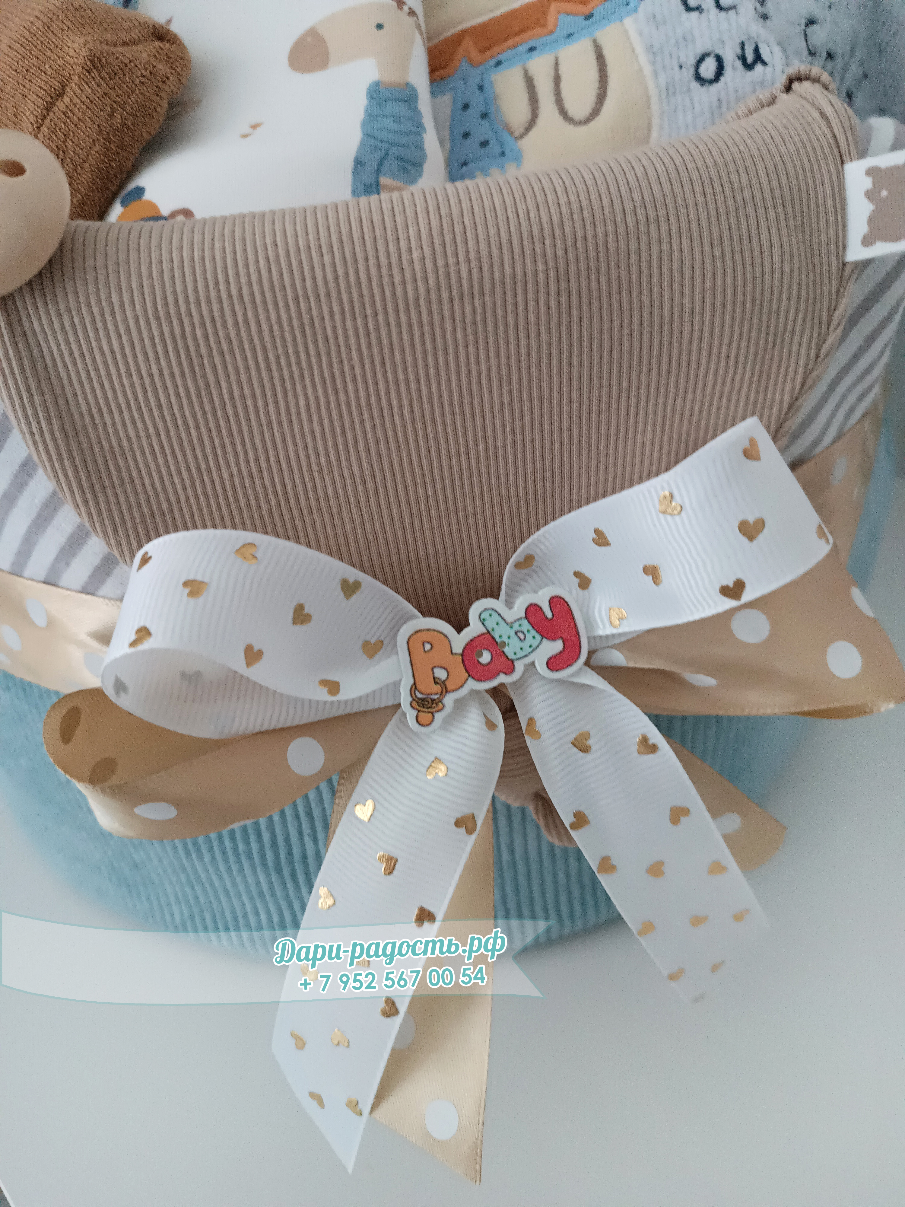 Подарочная корзина на рождение мальчика "Цирк" 12 предметов + 1 подарок